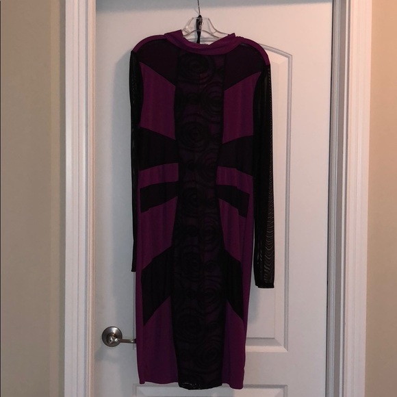 LAST ONE! Black & Magenta bodycon dress - Picture 3 of 5